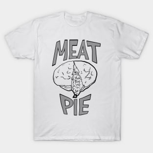 Meat pie - black and white - line work - graphic text T-Shirt